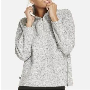 FABLETICS Alpine Gray 1/4 Zip Cropped Sweater Top Small